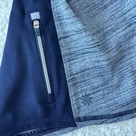 Athleta Half Zip Up Fitted Pullover Heather Blue Womens Medium Reflective Pocket - Picture 7 of 11